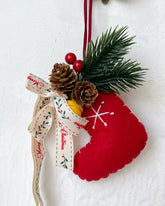 Handmade Mini Wool Felt Christmas Socks and Tree Ornament
