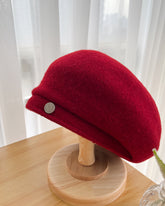 Women Classic Vintage Style Wool Beret Hat with Brim