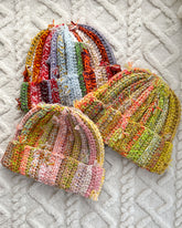 Scrap Yarn Crocheted Multicolor Beanie
