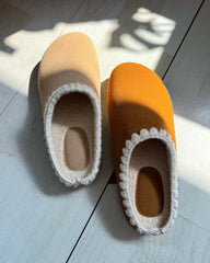 Brown Suede Sheepskin-Lined Clogs Slippers