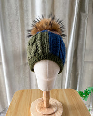 Crotchet Beanie Hat with Removable Mink Fur Pompom