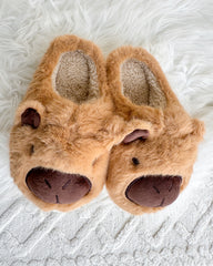 Cozy Capybara Cartoon Flurry Slippers