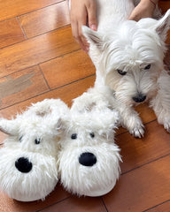 Handmade Fuzzy Westie Slippers