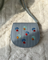 Embroidered Zipper Leather Wallet