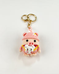 Handmade Crochet Piggy Keychain