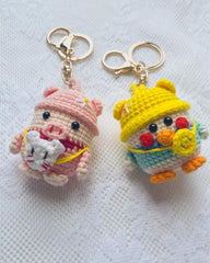 Handmade Crochet Piggy Keychain