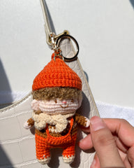 Orange Curly-Haired Crochet Couple Keychain