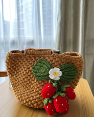 Handmade Crochet Strawberry Tote Bag