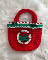 Handmade Crocheted Christmas Tree Small Handbag