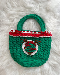 Handmade Crocheted Christmas Tree Small Handbag