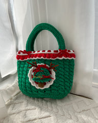 Handmade Crocheted Christmas Tree Small Handbag