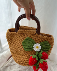 Handmade Crochet Strawberry Tote Bag