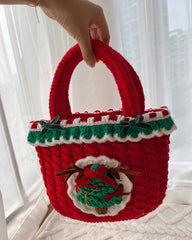 Handmade Crocheted Christmas Tree Small Handbag