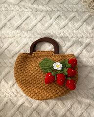 Handmade Crochet Strawberry Tote Bag