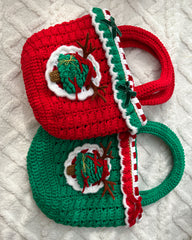 Handmade Crocheted Christmas Tree Small Handbag