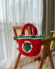 Handmade Crocheted Christmas Tree Small Handbag