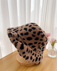 Leopard Print Plush Hat