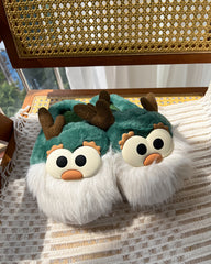 Cute Fluffy Cartoon Christmas Slipper