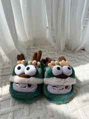 Cute Fluffy Christmas Reindeer Slipper