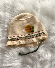 Hand Knit Baby Crotchet Flower Beanie Hat