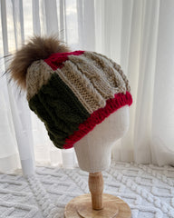 Crotchet Beanie Hat with Removable Mink Fur Pompom