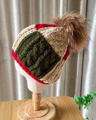 Crotchet Beanie Hat with Removable Mink Fur Pompom