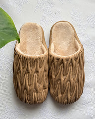 Ruched Vegan Leather Plush Winter Slipper