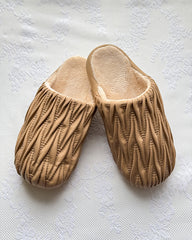 Ruched Vegan Leather Plush Winter Slipper