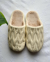 Ruched Vegan Leather Plush Winter Slipper