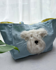 Cute Fuzzy Westie Dog Canvas Tote