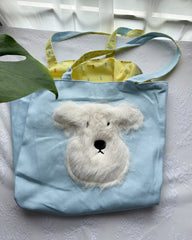 Cute Fuzzy Westie Dog Canvas Tote