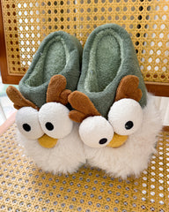 Cozy Big Eye Dragon Cartoon Fuzzy Slippers