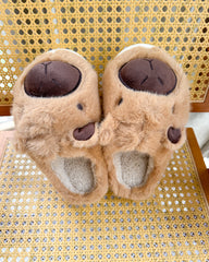 Cozy Capybara Cartoon Flurry Slippers