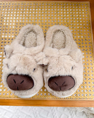 Cozy Capybara Cartoon Flurry Slippers