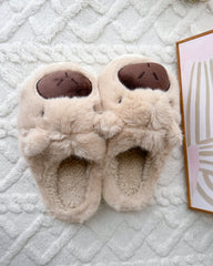 Cozy Capybara Cartoon Flurry Slippers