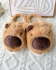 Cozy Capybara Cartoon Flurry Slippers