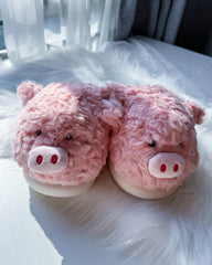 Cozy Pink Pig Cartoon Fuzzy Slippers