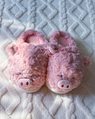 Cozy Pink Pig Cartoon Fuzzy Slippers