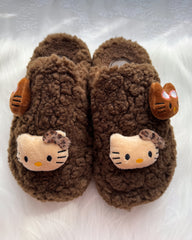 Cute Hello Kitty Cat Cartoon Furry Slippers