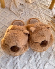 Cute Capybara Cartoon Fluffy Animal House Slippers