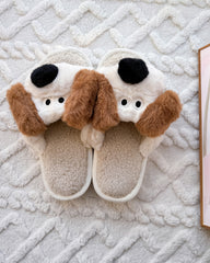 Cute Dog Cartoon Open Toe Fluffy Home Slippers