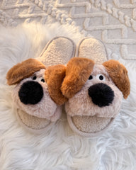 Cute Dog Cartoon Open Toe Fluffy Home Slippers