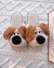 Cute Dog Cartoon Open Toe Fluffy Home Slippers