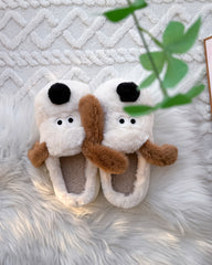 Women Cute Furry Dog Cartoon House Slippers