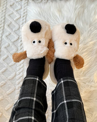 Women Cute Furry Dog Cartoon House Slippers