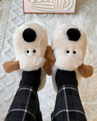 Women Cute Furry Dog Cartoon House Slippers