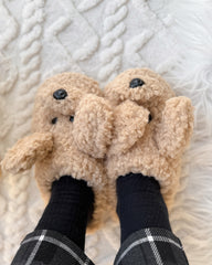 Cozy Teddy Dog Cartoon Fuzzy Slippers