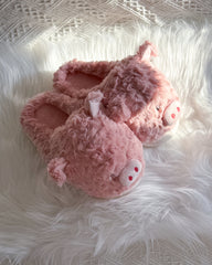 Cozy Pink Pig Cartoon Fuzzy Slippers