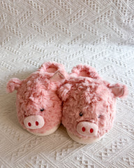 Cozy Pink Pig Cartoon Fuzzy Slippers