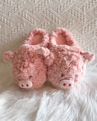 Cozy Pink Pig Cartoon Fuzzy Slippers